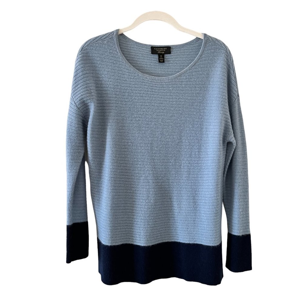 Cashmere Charter Club Luxury Two Tone Blue Cashmere Sweater Size XS